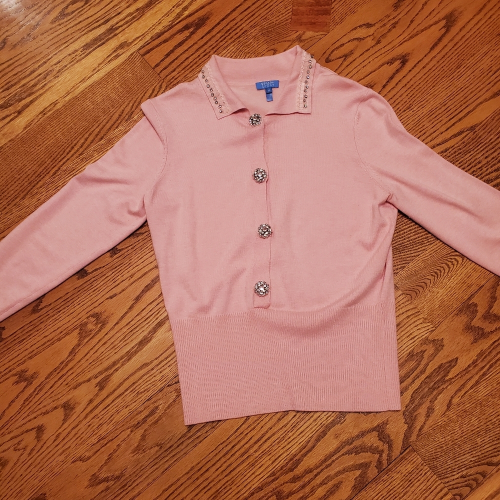 Escada,Sport fancy buttons and sequins, Ladies M sweater luscious color …
